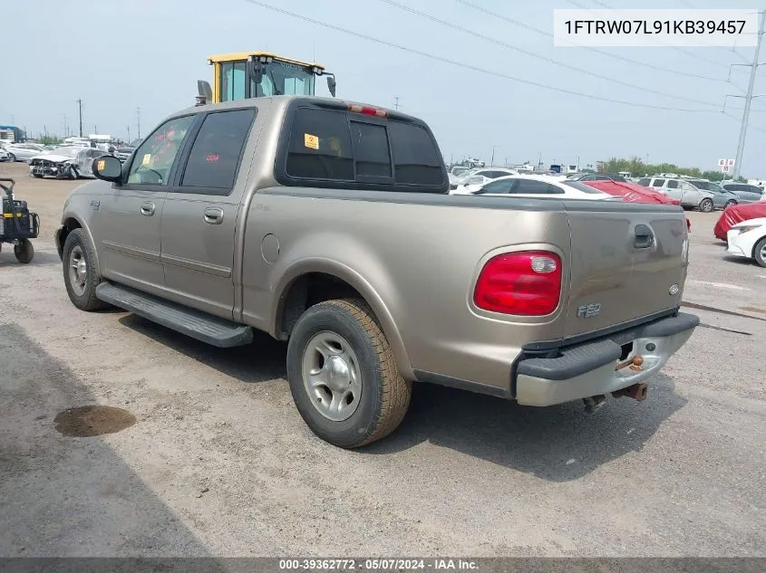 2001 Ford F-150 Harley-Davidson Edition/King Ranch Edition/Lariat/Xlt VIN: 1FTRW07L91KB39457 Lot: 39362772