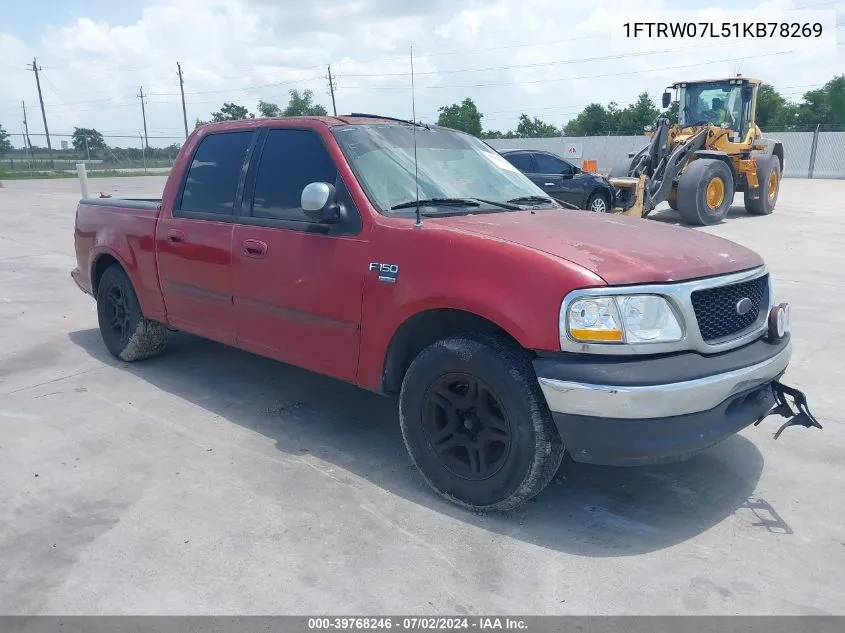 2001 Ford F-150 Harley-Davidson Edition/King Ranch Edition/Lariat/Xlt VIN: 1FTRW07L51KB78269 Lot: 39768246