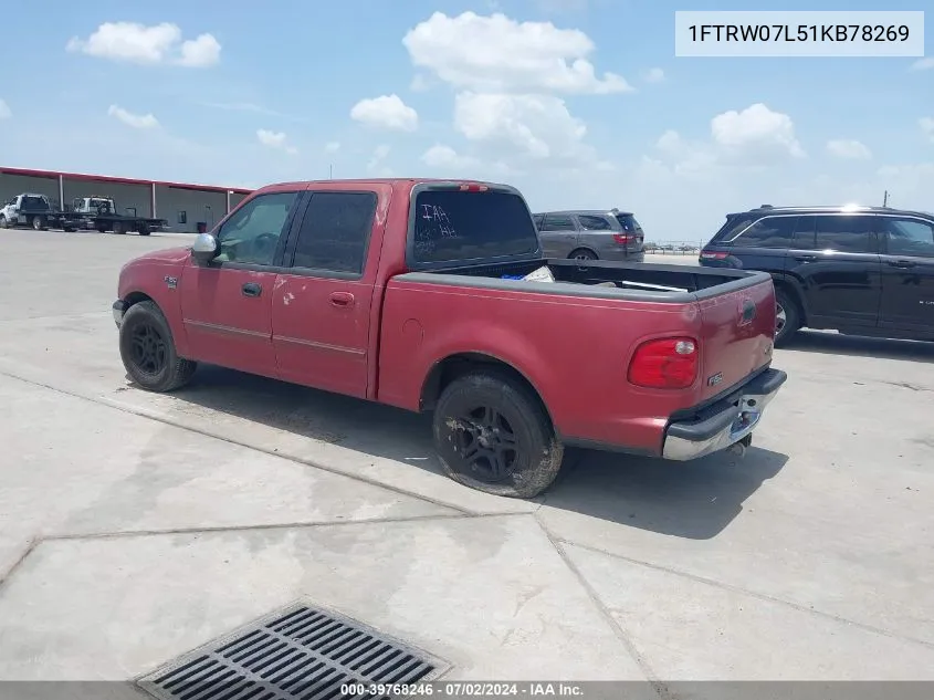 2001 Ford F-150 Harley-Davidson Edition/King Ranch Edition/Lariat/Xlt VIN: 1FTRW07L51KB78269 Lot: 39768246