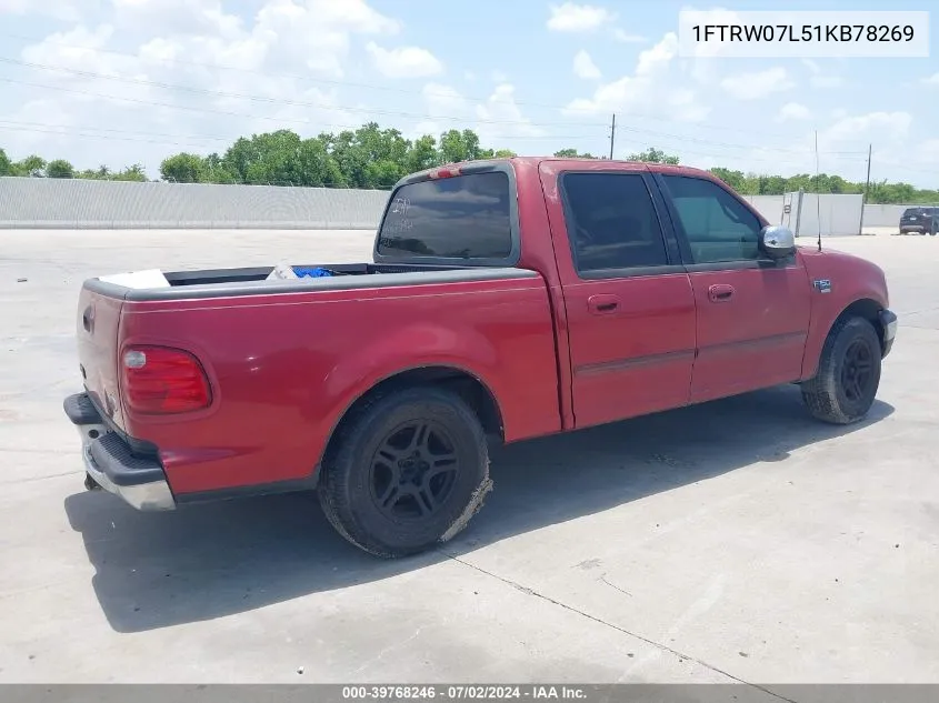 2001 Ford F-150 Harley-Davidson Edition/King Ranch Edition/Lariat/Xlt VIN: 1FTRW07L51KB78269 Lot: 39768246