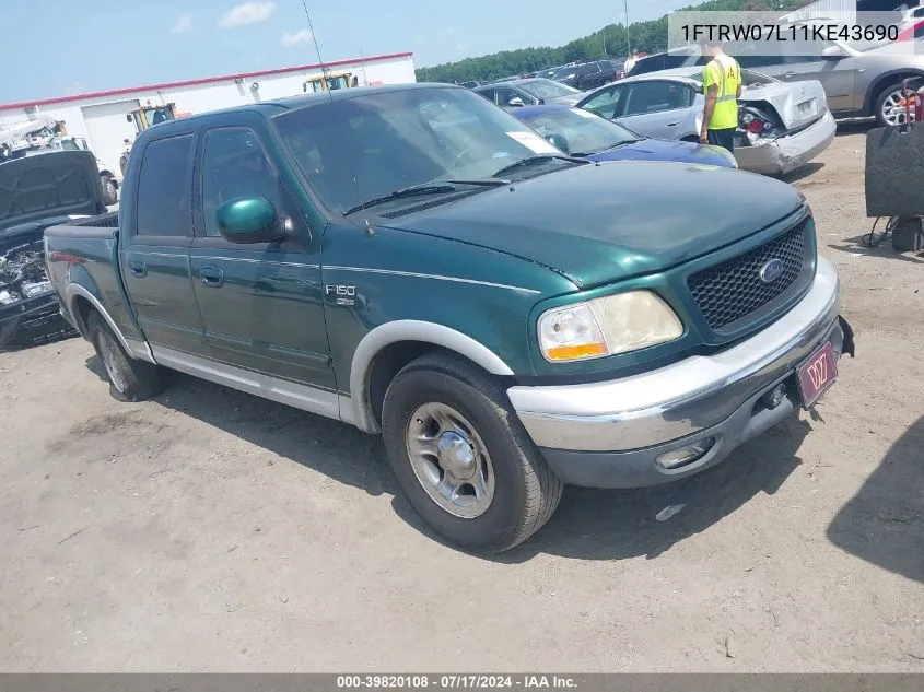 2001 Ford F-150 Harley-Davidson Edition/King Ranch Edition/Lariat/Xlt VIN: 1FTRW07L11KE43690 Lot: 39820108