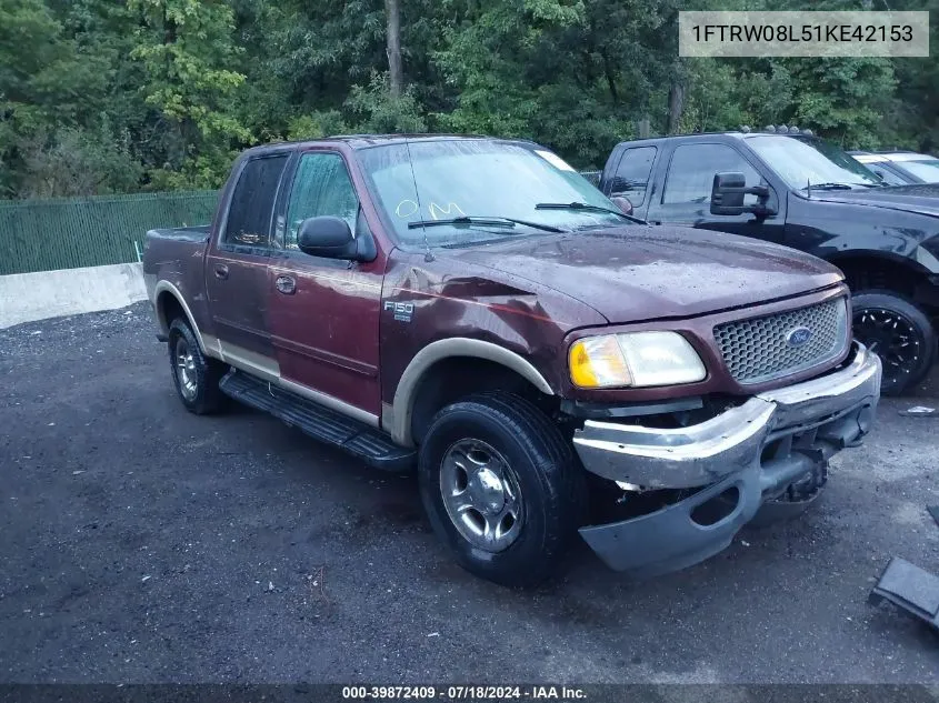 2001 Ford F-150 King Ranch Edition/Lariat/Xlt VIN: 1FTRW08L51KE42153 Lot: 39872409