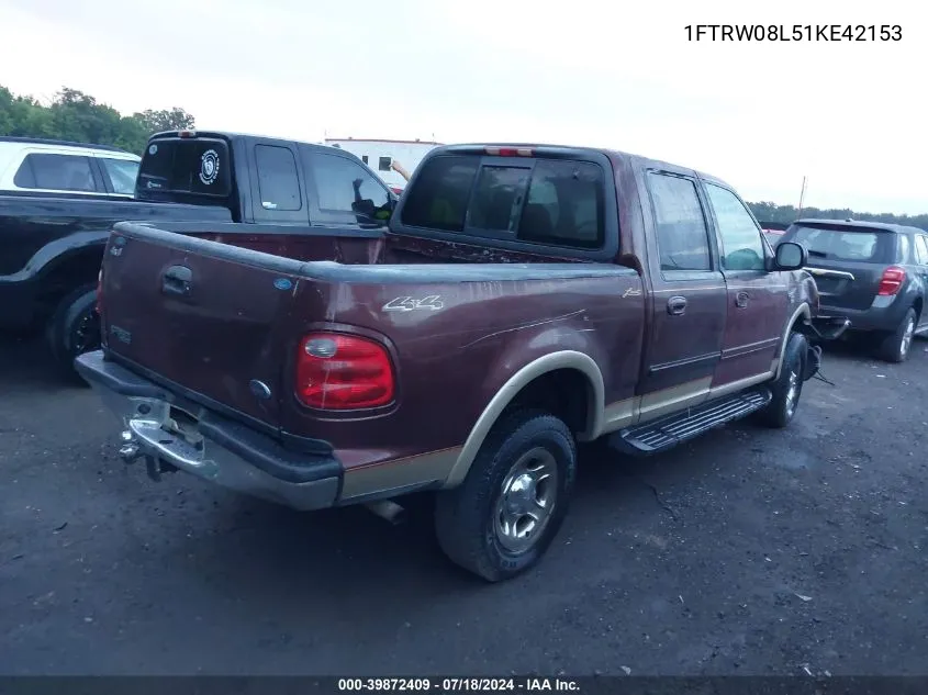 2001 Ford F-150 King Ranch Edition/Lariat/Xlt VIN: 1FTRW08L51KE42153 Lot: 39872409