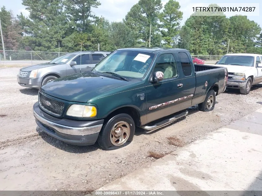 2001 Ford F-150 Lariat/Xl/Xlt VIN: 1FTRX17W81NA74287 Lot: 39898437