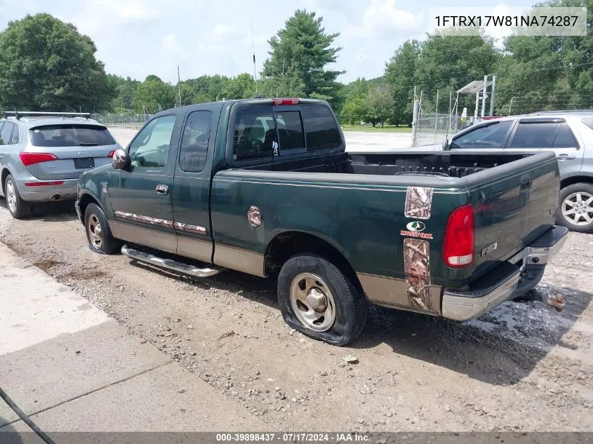 2001 Ford F-150 Lariat/Xl/Xlt VIN: 1FTRX17W81NA74287 Lot: 39898437