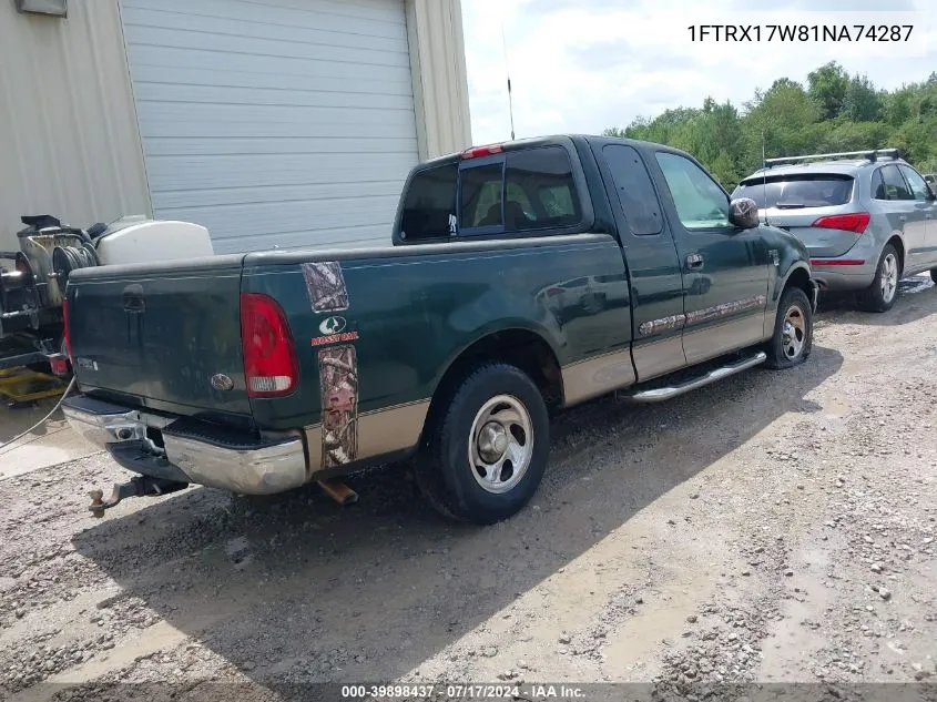 2001 Ford F-150 Lariat/Xl/Xlt VIN: 1FTRX17W81NA74287 Lot: 39898437