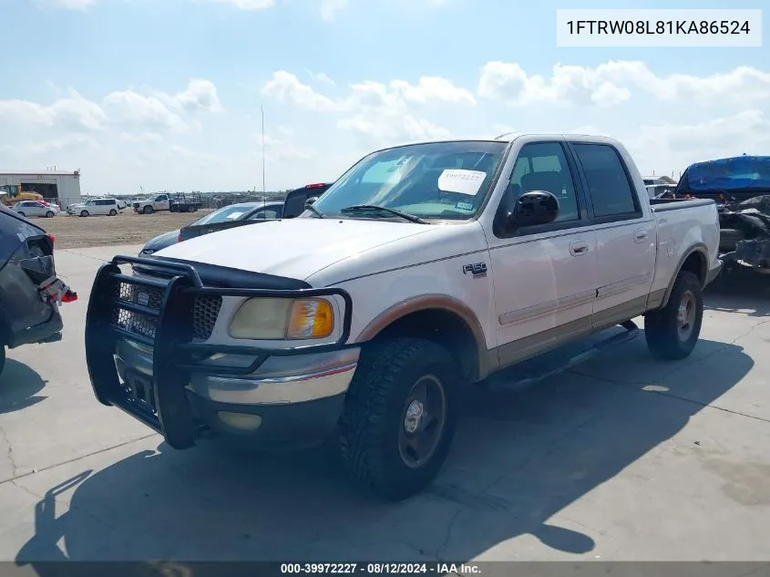 2001 Ford F-150 King Ranch Edition/Lariat/Xlt VIN: 1FTRW08L81KA86524 Lot: 39972227