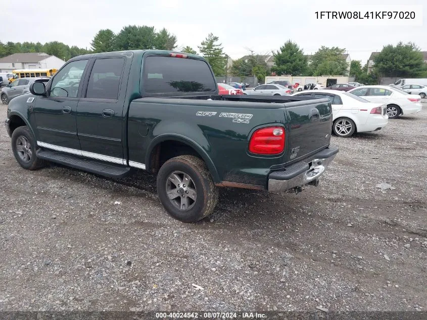 2001 Ford F-150 King Ranch Edition/Lariat/Xlt VIN: 1FTRW08L41KF97020 Lot: 40024542