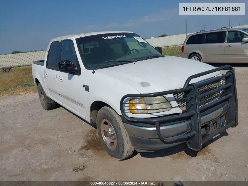 2001 Ford F-150 Harley-Davidson Edition/King Ranch Edition/Lariat/Xlt VIN: 1FTRW07L71KF81881 Lot: 40043827