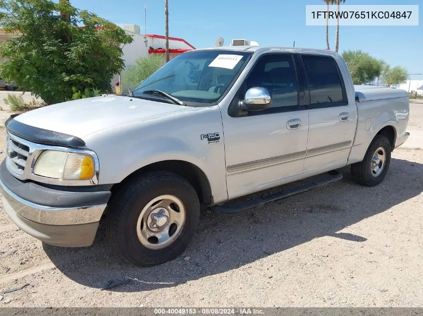 2001 Ford F-150 Harley-Davidson Edition/King Ranch Edition/Lariat/Xlt VIN: 1FTRW07651KC04847 Lot: 40049153