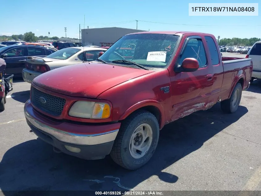 2001 Ford F-150 Lariat/Xl/Xlt VIN: 1FTRX18W71NA08408 Lot: 40159326