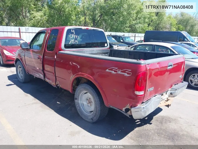 2001 Ford F-150 Lariat/Xl/Xlt VIN: 1FTRX18W71NA08408 Lot: 40159326