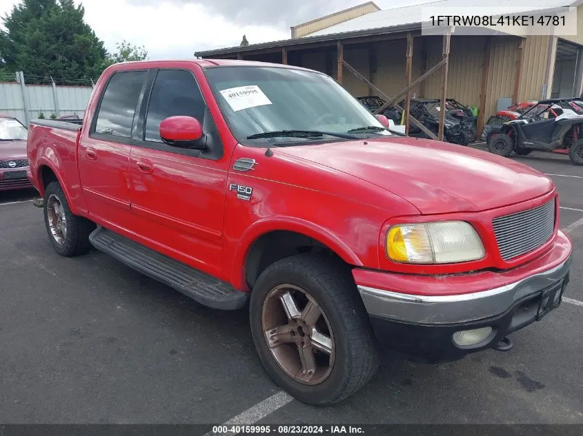 2001 Ford F-150 King Ranch Edition/Lariat/Xlt VIN: 1FTRW08L41KE14781 Lot: 40159995