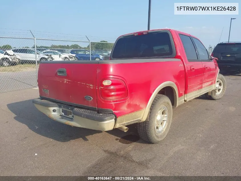 1FTRW07WX1KE26428 2001 Ford F150 Supercrew