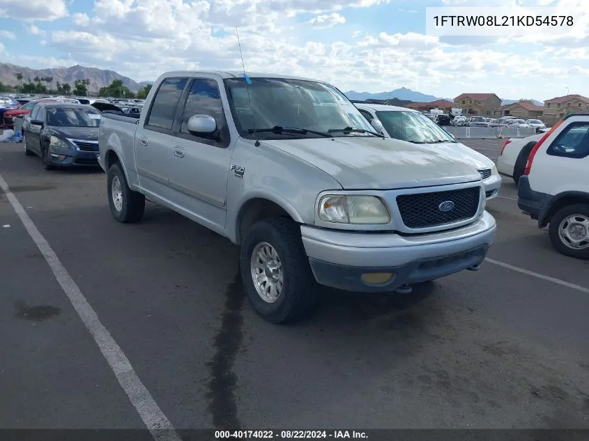 2001 Ford F-150 King Ranch Edition/Lariat/Xlt VIN: 1FTRW08L21KD54578 Lot: 40174022