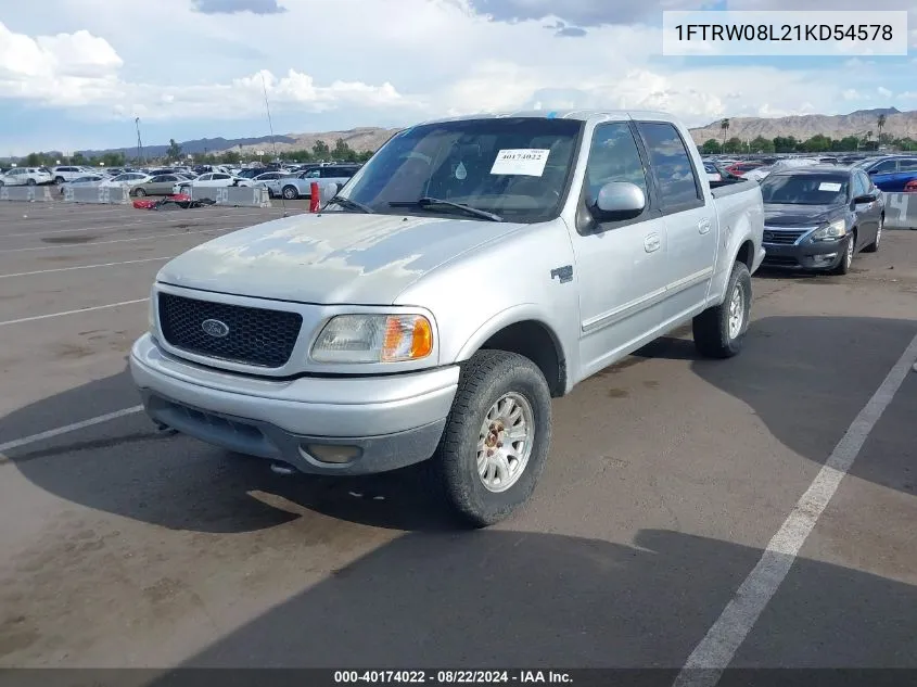 2001 Ford F-150 King Ranch Edition/Lariat/Xlt VIN: 1FTRW08L21KD54578 Lot: 40174022