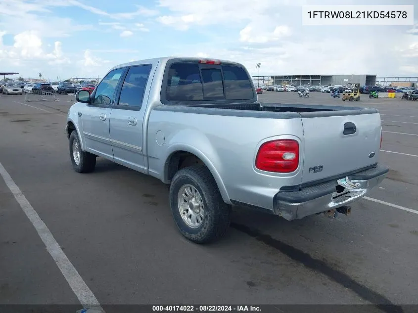 2001 Ford F-150 King Ranch Edition/Lariat/Xlt VIN: 1FTRW08L21KD54578 Lot: 40174022