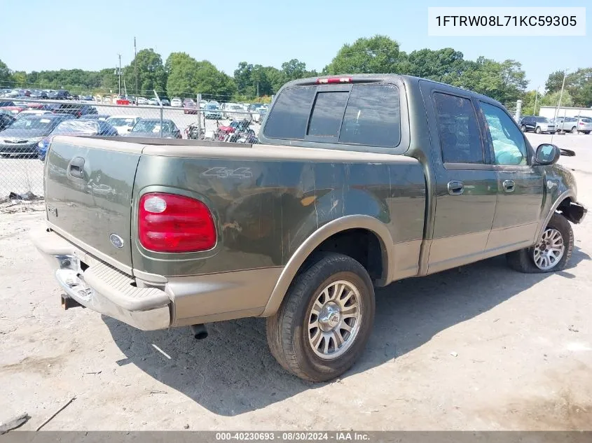 2001 Ford F-150 King Ranch Edition/Lariat/Xlt VIN: 1FTRW08L71KC59305 Lot: 40230693