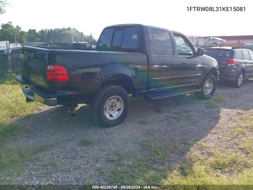 2001 Ford F-150 King Ranch Edition/Lariat/Xlt VIN: 1FTRW08L31KE15081 Lot: 40236745