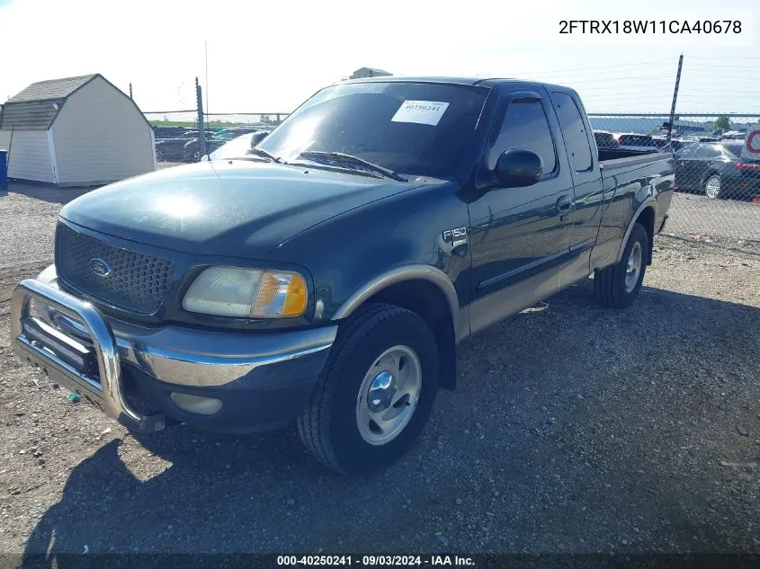 2001 Ford F-150 Lariat/Xl/Xlt VIN: 2FTRX18W11CA40678 Lot: 40250241