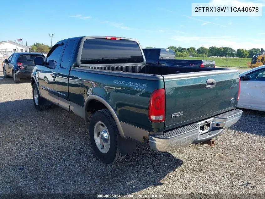 2001 Ford F-150 Lariat/Xl/Xlt VIN: 2FTRX18W11CA40678 Lot: 40250241