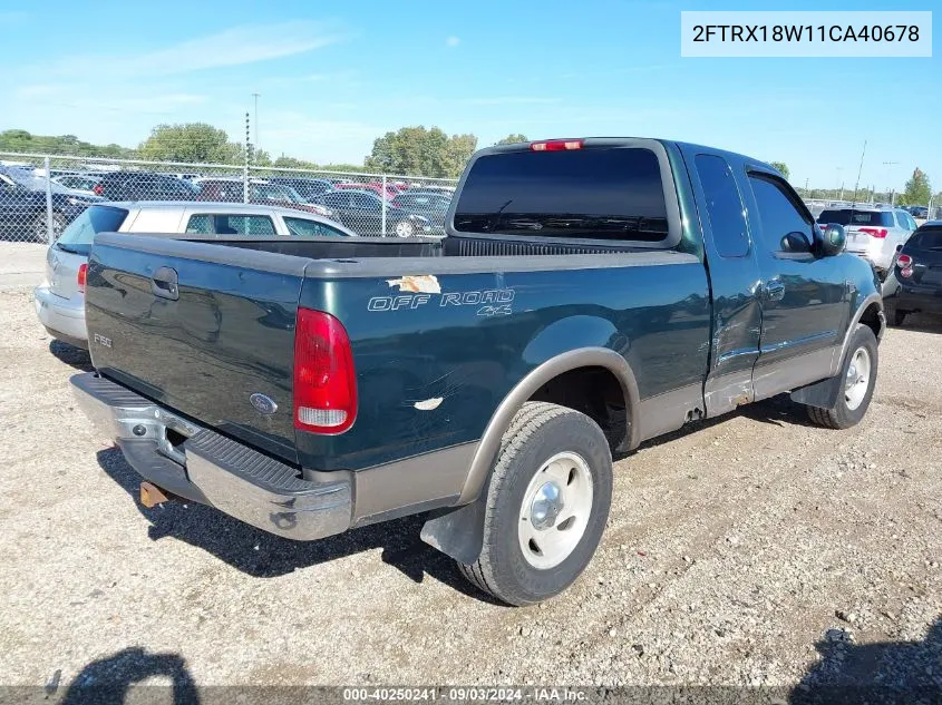 2001 Ford F-150 Lariat/Xl/Xlt VIN: 2FTRX18W11CA40678 Lot: 40250241