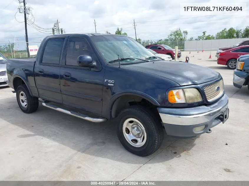 2001 Ford F-150 King Ranch Edition/Lariat/Xlt VIN: 1FTRW08L71KF60494 Lot: 40250947