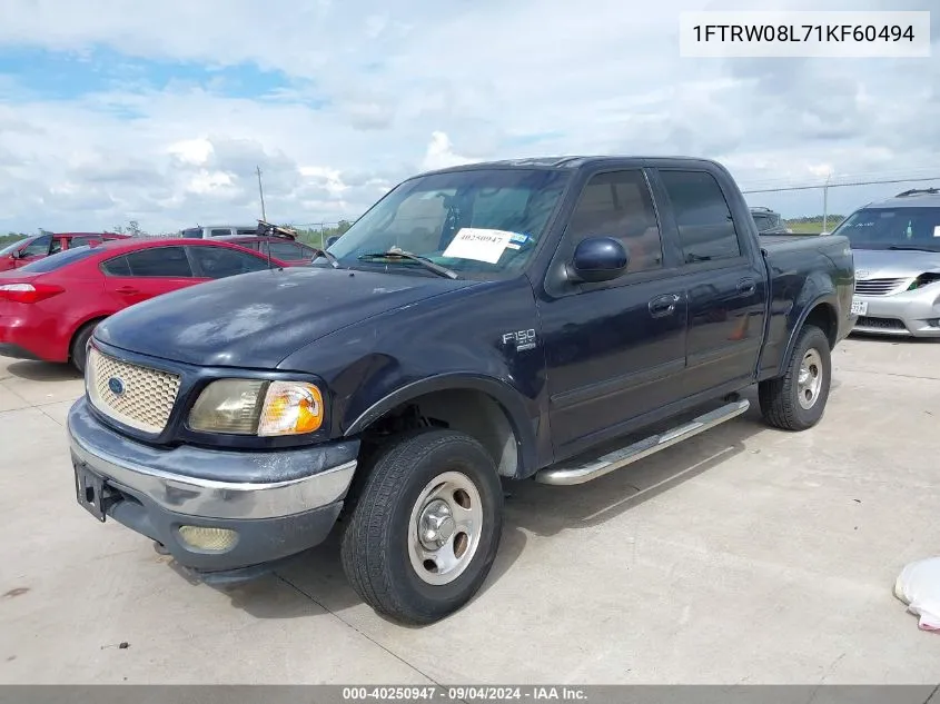 2001 Ford F-150 King Ranch Edition/Lariat/Xlt VIN: 1FTRW08L71KF60494 Lot: 40250947