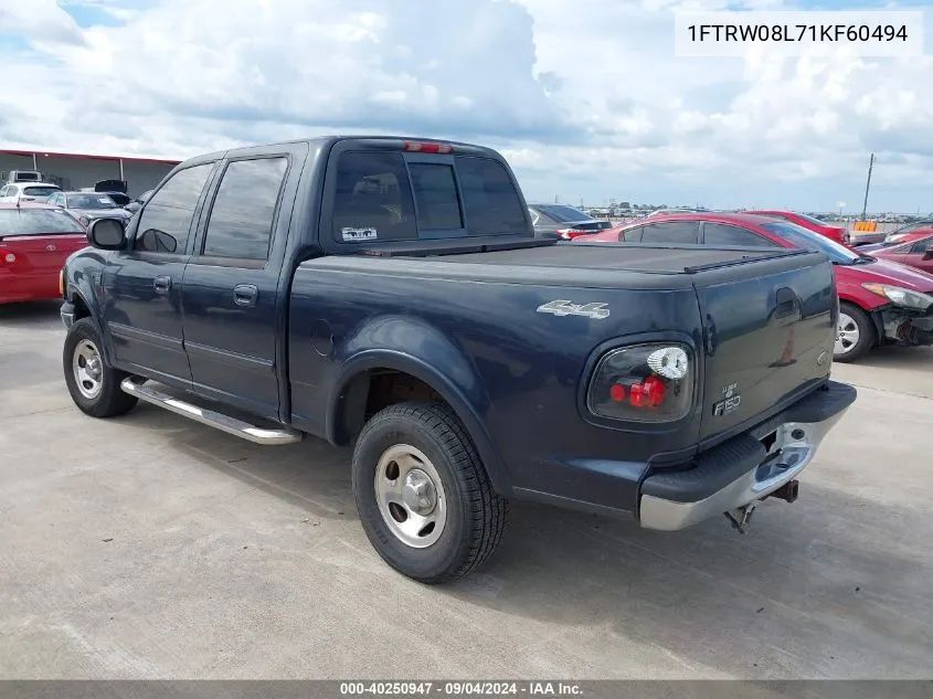 2001 Ford F-150 King Ranch Edition/Lariat/Xlt VIN: 1FTRW08L71KF60494 Lot: 40250947