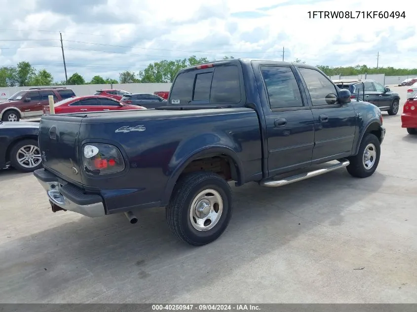 2001 Ford F-150 King Ranch Edition/Lariat/Xlt VIN: 1FTRW08L71KF60494 Lot: 40250947