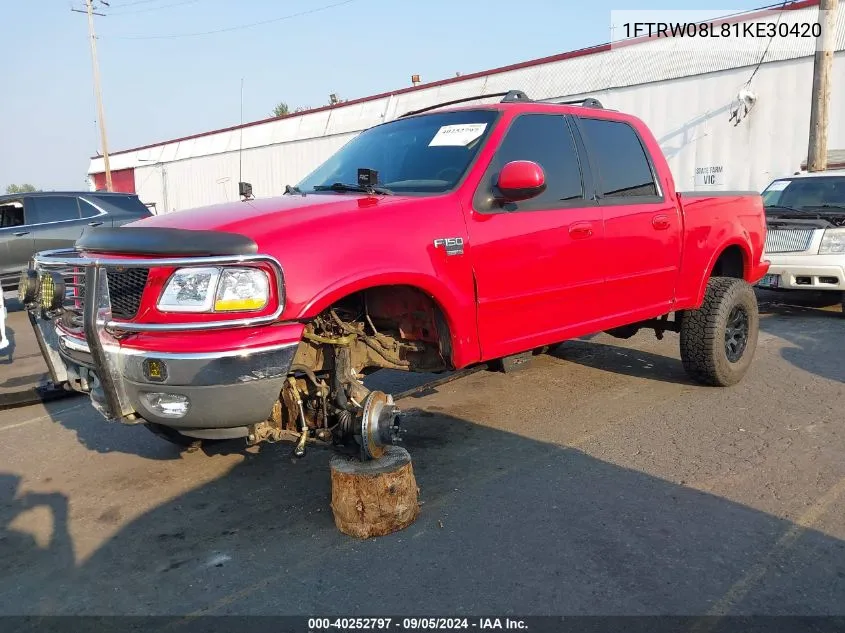 2001 Ford F-150 King Ranch Edition/Lariat/Xlt VIN: 1FTRW08L81KE30420 Lot: 40252797