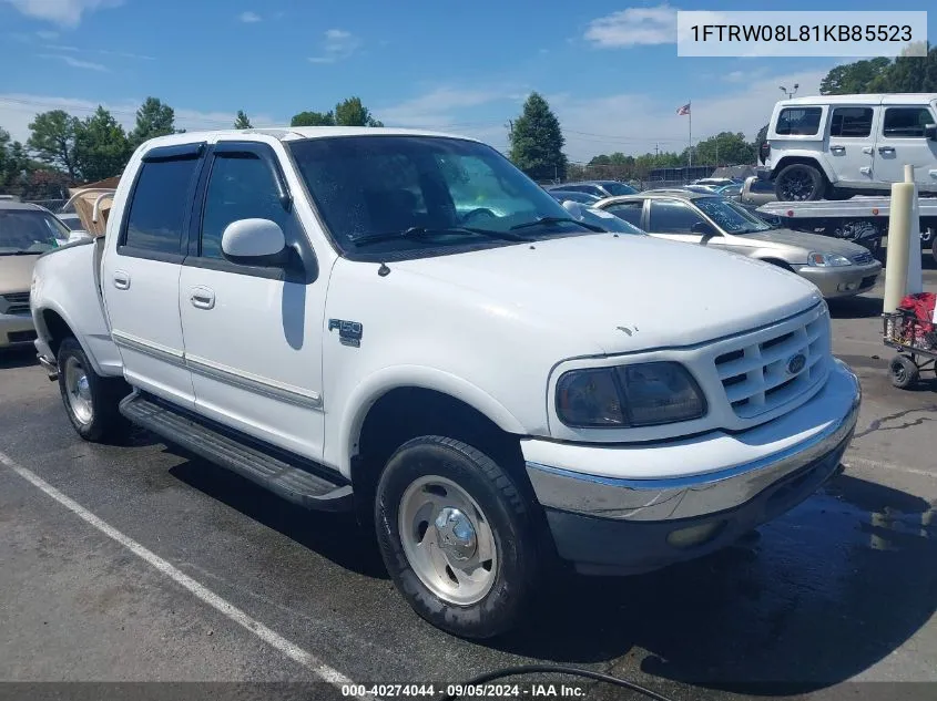 2001 Ford F-150 King Ranch Edition/Lariat/Xlt VIN: 1FTRW08L81KB85523 Lot: 40274044