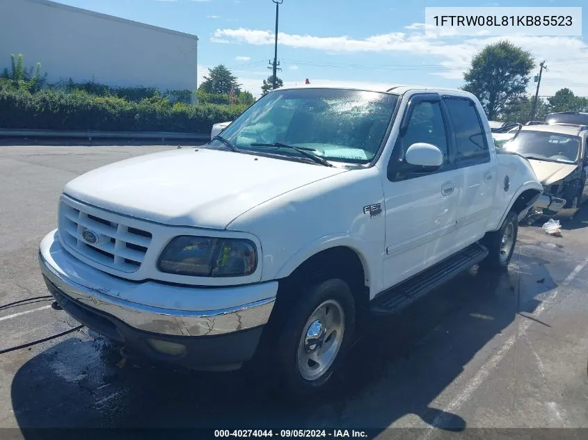 2001 Ford F-150 King Ranch Edition/Lariat/Xlt VIN: 1FTRW08L81KB85523 Lot: 40274044