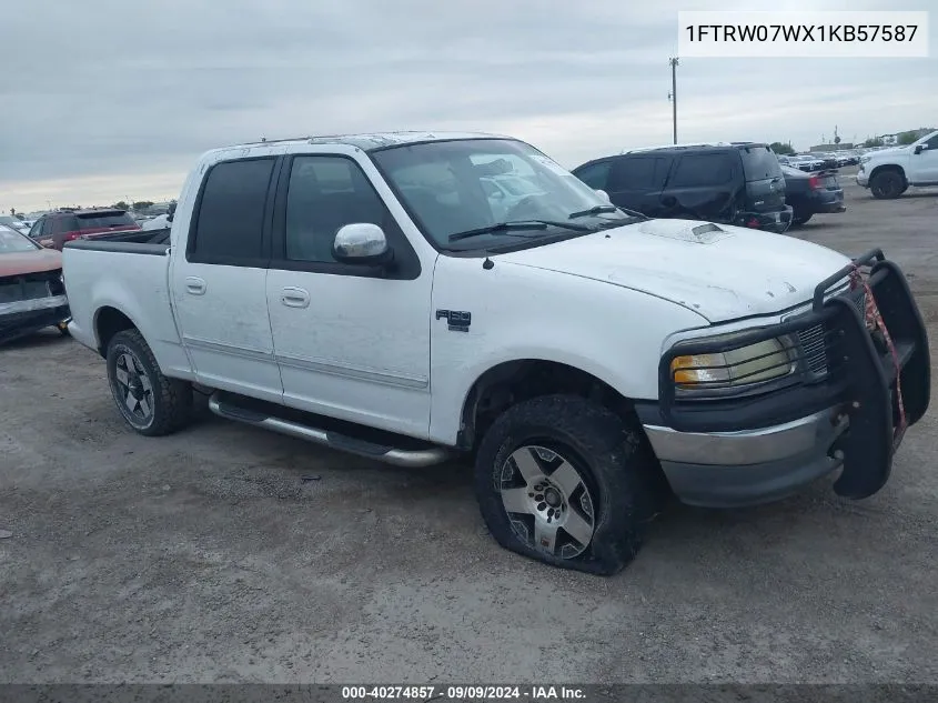 2001 Ford F-150 VIN: 1FTRW07WX1KB57587 Lot: 40274857