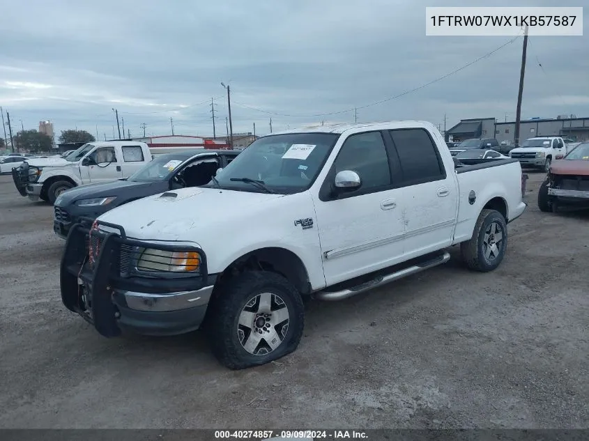 1FTRW07WX1KB57587 2001 Ford F-150