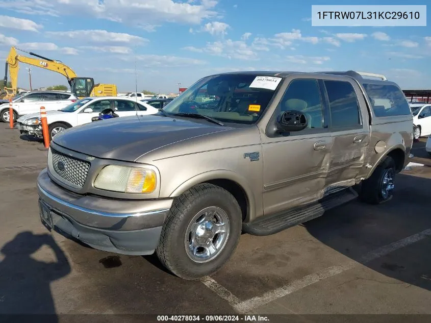 2001 Ford F-150 Harley-Davidson Edition/King Ranch Edition/Lariat/Xlt VIN: 1FTRW07L31KC29610 Lot: 40278034