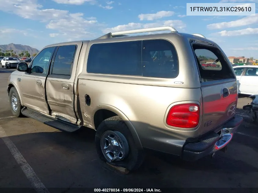 2001 Ford F-150 Harley-Davidson Edition/King Ranch Edition/Lariat/Xlt VIN: 1FTRW07L31KC29610 Lot: 40278034