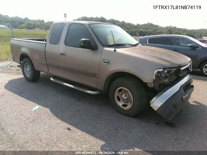 2001 Ford F-150 Lariat/Xl/Xlt VIN: 1FTRX17L81NB74119 Lot: 40294572