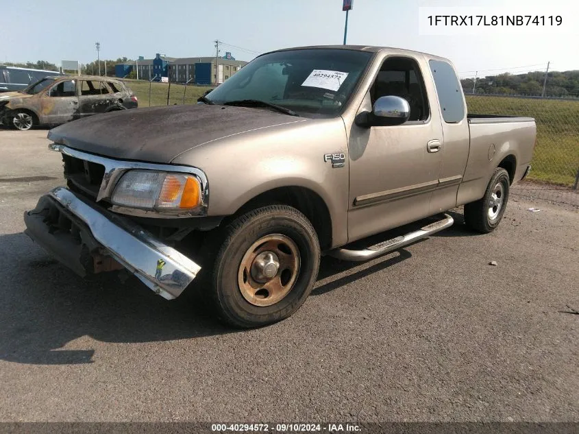 2001 Ford F-150 Lariat/Xl/Xlt VIN: 1FTRX17L81NB74119 Lot: 40294572