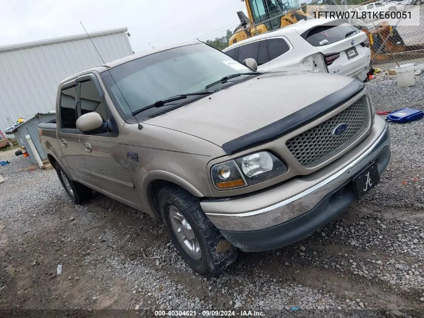 2001 Ford F-150 Harley-Davidson Edition/King Ranch Edition/Lariat/Xlt VIN: 1FTRW07L81KE60051 Lot: 40304621