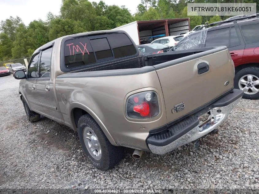 2001 Ford F-150 Harley-Davidson Edition/King Ranch Edition/Lariat/Xlt VIN: 1FTRW07L81KE60051 Lot: 40304621