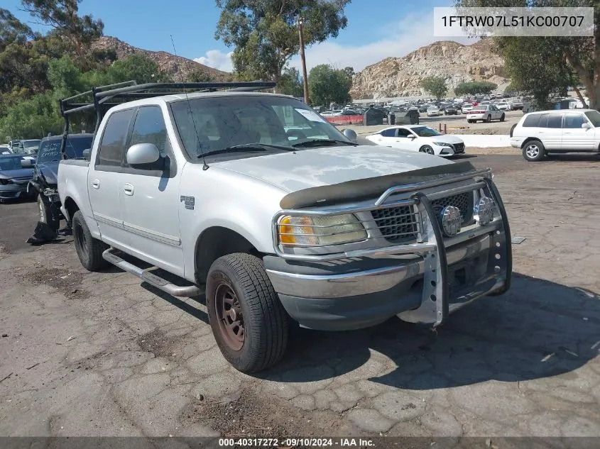 2001 Ford F-150 Harley-Davidson Edition/King Ranch Edition/Lariat/Xlt VIN: 1FTRW07L51KC00707 Lot: 40317272