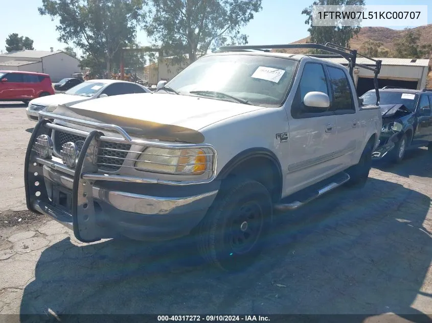 2001 Ford F-150 Harley-Davidson Edition/King Ranch Edition/Lariat/Xlt VIN: 1FTRW07L51KC00707 Lot: 40317272