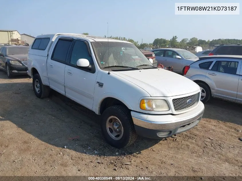 2001 Ford F-150 Supercrew VIN: 1FTRW08W21KD73187 Lot: 40338549