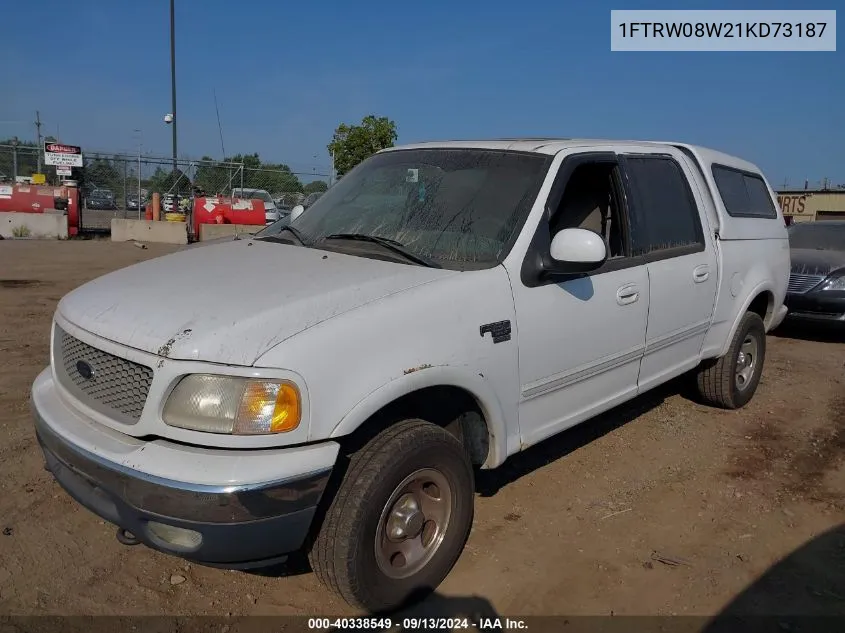 2001 Ford F-150 Supercrew VIN: 1FTRW08W21KD73187 Lot: 40338549