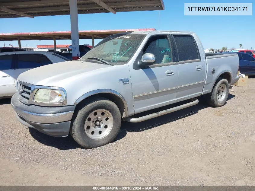 2001 Ford F-150 Harley-Davidson Edition/King Ranch Edition/Lariat/Xlt VIN: 1FTRW07L61KC34171 Lot: 40344816