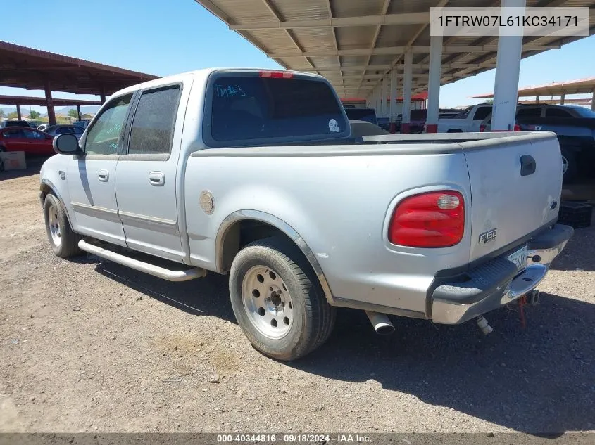 2001 Ford F-150 Harley-Davidson Edition/King Ranch Edition/Lariat/Xlt VIN: 1FTRW07L61KC34171 Lot: 40344816