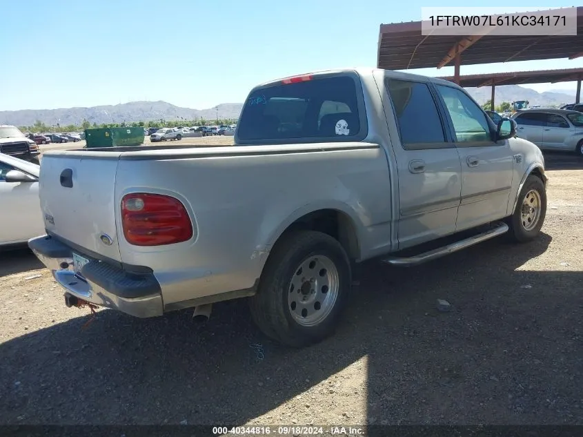 2001 Ford F-150 Harley-Davidson Edition/King Ranch Edition/Lariat/Xlt VIN: 1FTRW07L61KC34171 Lot: 40344816