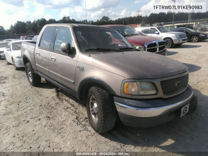 2001 Ford F-150 Supercrew Harley-Davidson/King Ranch Edition/Lariat/Xlt VIN: 1FTRW07L91KE90983 Lot: 40361429