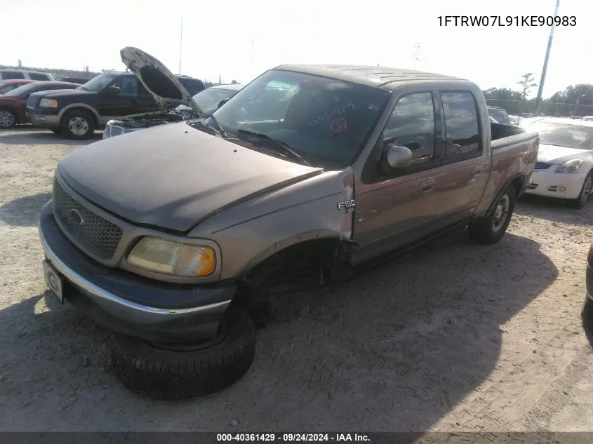 2001 Ford F-150 Supercrew Harley-Davidson/King Ranch Edition/Lariat/Xlt VIN: 1FTRW07L91KE90983 Lot: 40361429